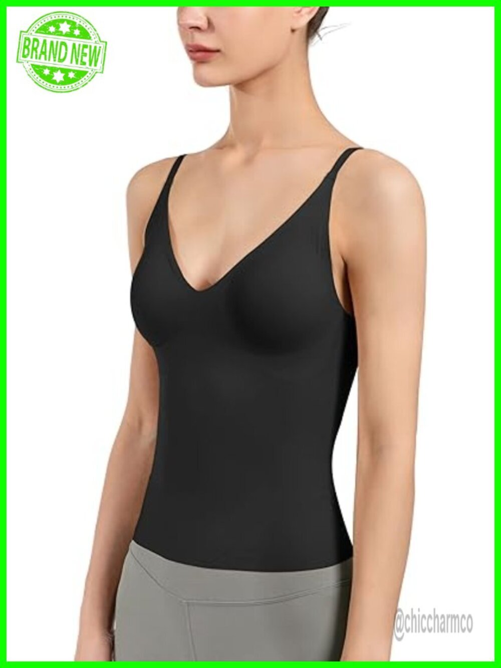 Seamless Camisole with Built-in Bra Spaghetti Straps Tank Top